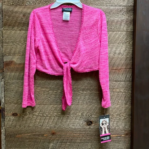 Freestyle Revolution Girls' Open Cardigan Tie Front Heathered Pink Size 10 NWT - Picture 1 of 14